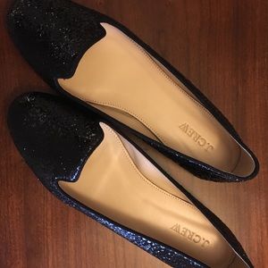 J. Crew Sophie Black Glitter Flat Size 8